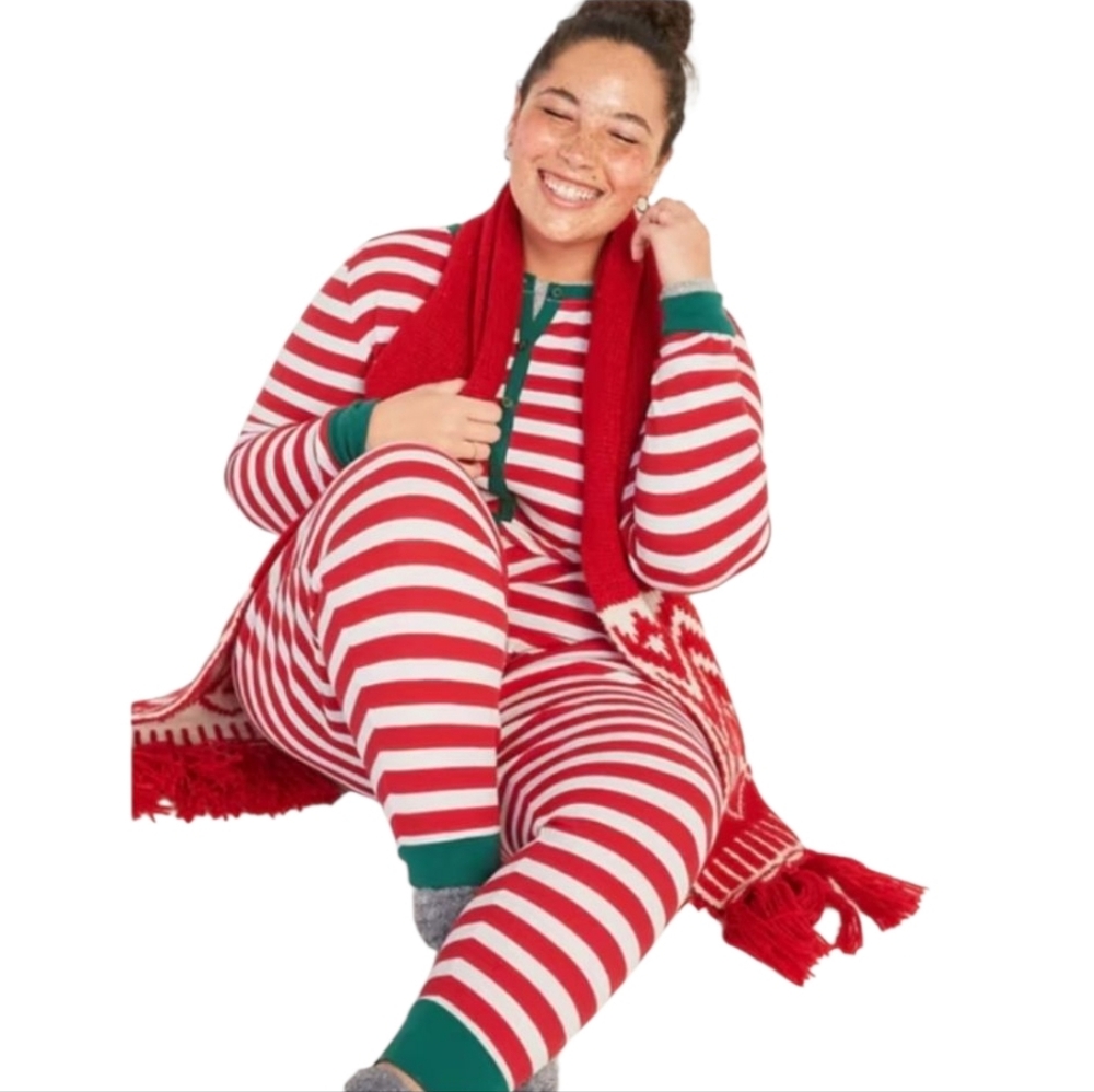 Old Navy Red and White Striped Pajama Set